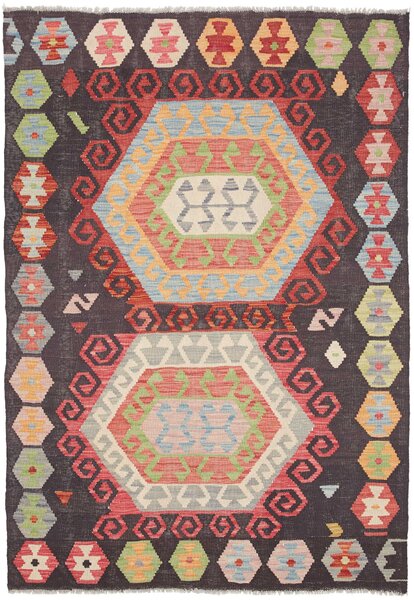 Tappeto Kilim Afghanistan Astratto Antracite Policromo 121x179 Cm