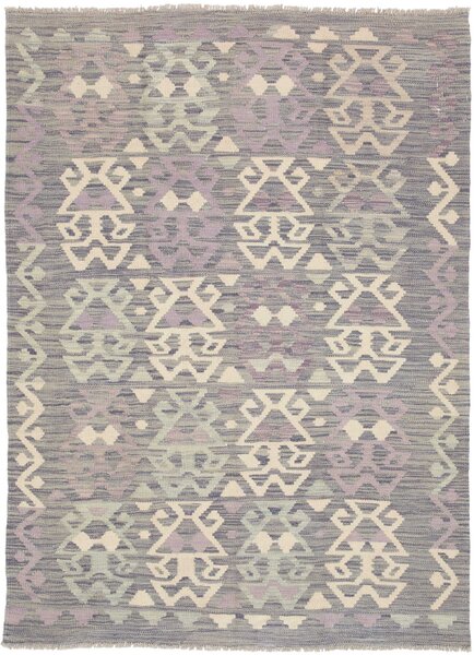 Tappeto Kilim Afghanistan Geometrico Grigio Lavanda 126x174 Cm
