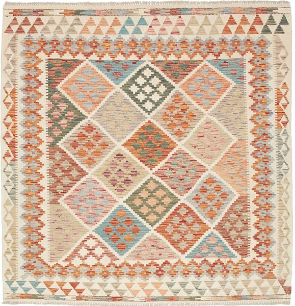 Tappeto Kilim Afghanistan Geometrico Multicolore Tenue 157x160 Cm