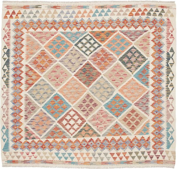 Tappeto Kilim Afghanistan Astratto Multicolore Pastello 161x151 Cm