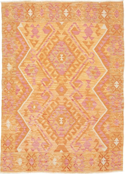 Tappeto Kilim Afghanistan Geometrico Arancio Rosa 127x176 Cm