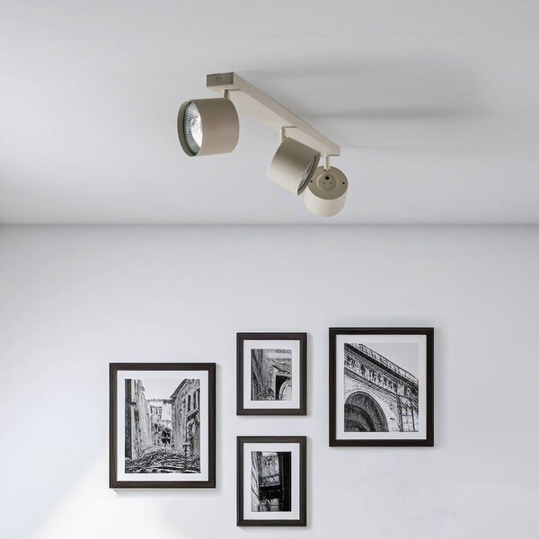 Faretto da soffitto Chloe orientabile a 3 luci, beige Argon, dimmerabile, Crema / Ambra, Soggiorno / Sala da pranzo, Metallo, Moderno