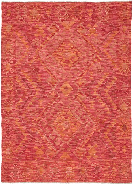 Tappeto Kilim Afghanistan Geometrico Rosso Arancio Rosato 128x179 Cm