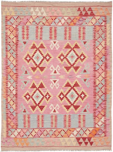 Tappeto Kilim Afghanistan Geometrico Rosa Azzurro 132x177 Cm