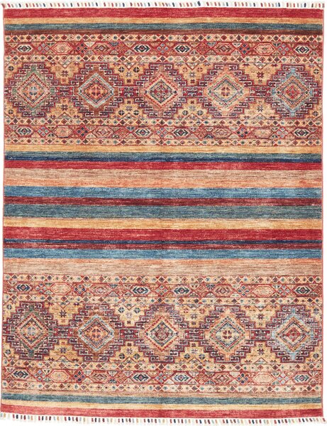 Tappeto Samarkand Pakistan Geometrico Rosso Blu 148x190 Cm