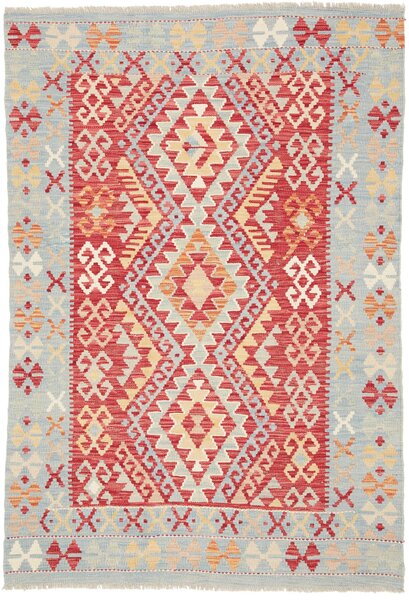 Tappeto Kilim Afghanistan Geometrico Rosso Azzurro 121x179 Cm
