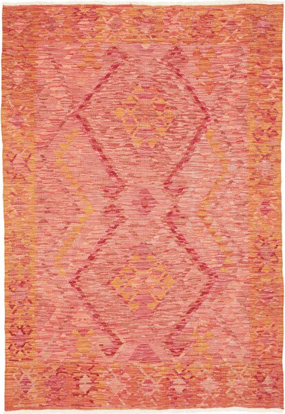 Tappeto Kilim Afghanistan Geometrico Corallo Rosa 124x184 Cm