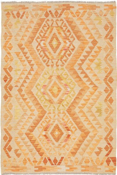 Tappeto Kilim Afghanistan Geometrico Arancio Giallo 98x147 Cm