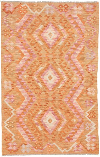 Tappeto Kilim Afghanistan Geometrico Arancio Rosa 97x154 Cm