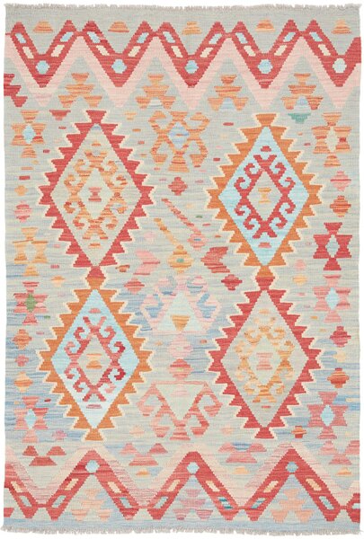 Tappeto Kilim Afghanistan Astratto Azzurro Terracotta 105x157 Cm