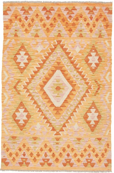 Tappeto Kilim Afghanistan Astratto Arancio Giallo 100x152 Cm