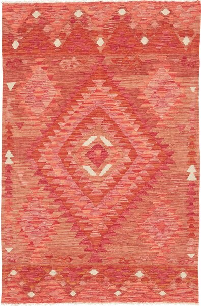 Tappeto Kilim Afghanistan Astratto Rosso Arancio 100x155 Cm