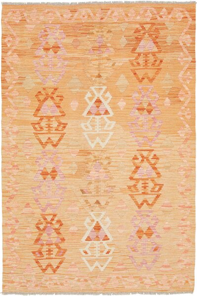 Tappeto Kilim Afghanistan Geometrico Arancione Rosa 102x158 Cm