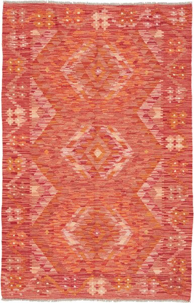 Tappeto Kilim Afghanistan Geometrico Terracotta Corallo 96x152 Cm