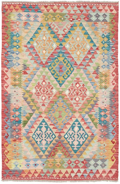 Tappeto Kilim Afghanistan Astratto Multicolore Vivace 98x152 Cm