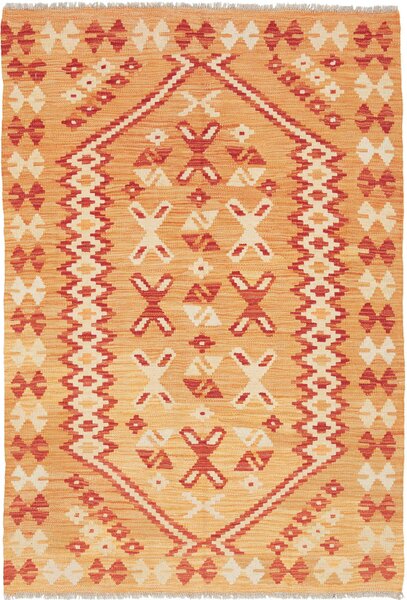 Tappeto Kilim Afghanistan Geometrico Arancio Bordeaux 101x151 Cm