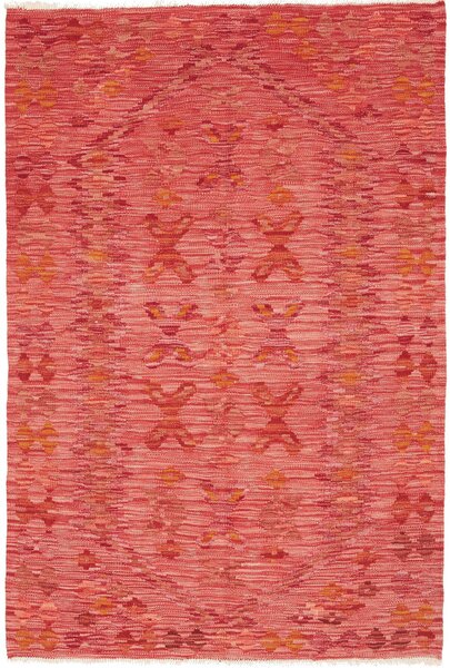 Tappeto Kilim Afghanistan Geometrico Rosso Arancio 98x150 Cm