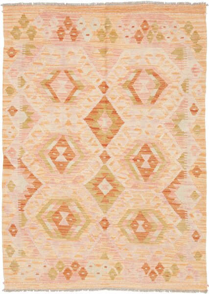 Tappeto Kilim Afghanistan Geometrico Pesca Arancio 106x146 Cm