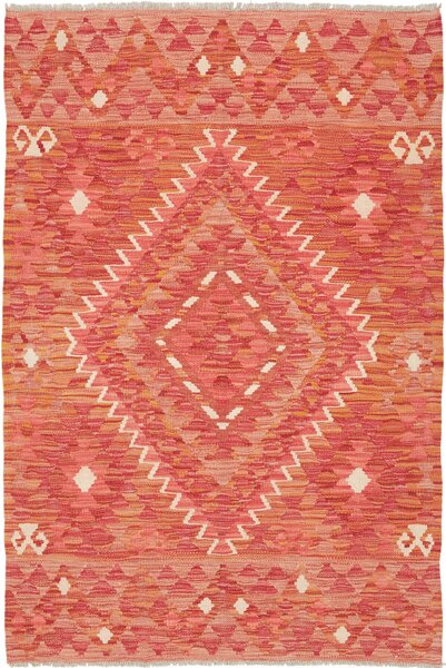 Tappeto Kilim Afghanistan Geometrico Corallo Arancio 98x147 Cm