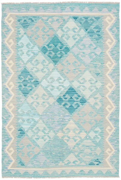 Tappeto Kilim Afghanistan Geometrico Azzurro Turchese 99x149 Cm