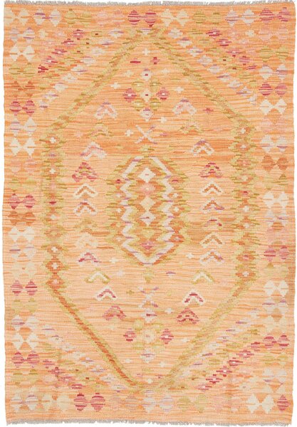 Tappeto Kilim Afghanistan Geometrico Pesca Pastello 102x150 Cm