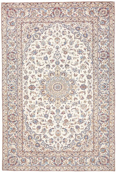 Tappeto Kashan Persia Medaglione Avorio Blu 202x295 Cm