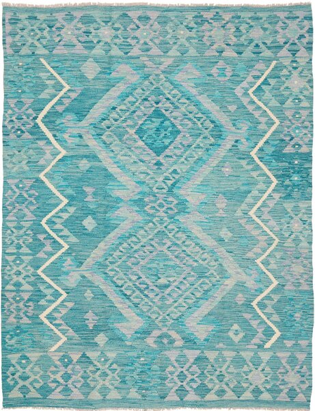 Tappeto Kilim Afghanistan Geometrico Acqua Marina 148x195 Cm