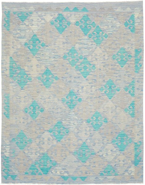 Tappeto Kilim Afghanistan Geometrico Turchese Grigio Azzurro 155x197 Cm