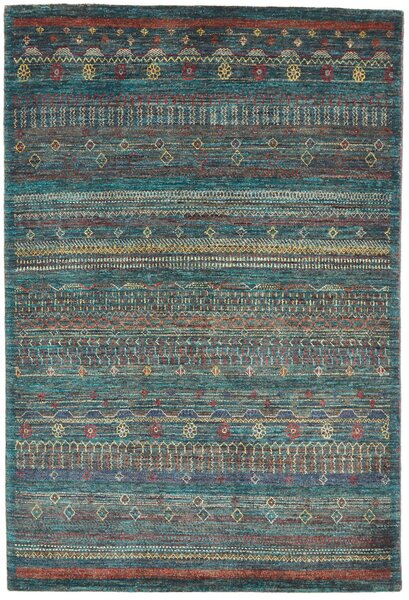 Tappeto Royal Gabbeh Pakistan Geometrico Petrolio Rosso 148x219 Cm