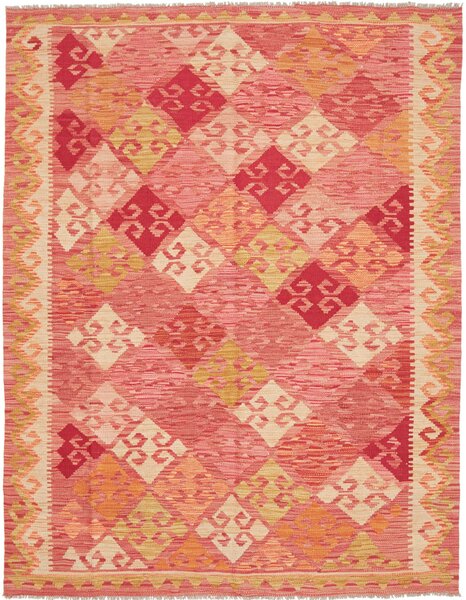 Tappeto Kilim Afghanistan Geometrico Rosso Arancio 156x200 Cm