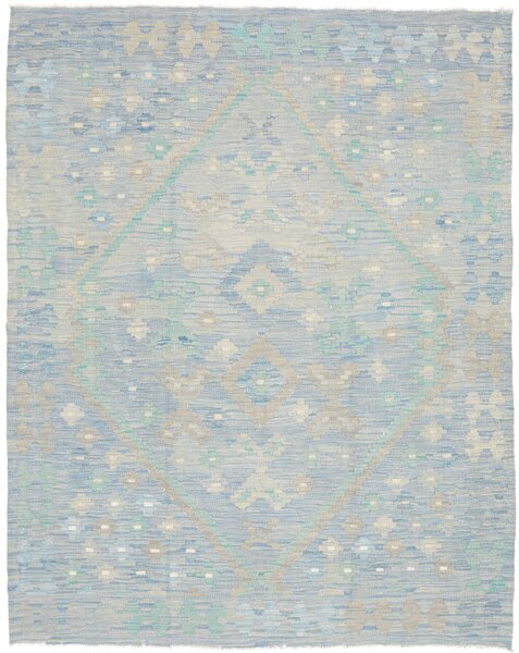 Tappeto Kilim Afghanistan Astratto Azzurro Beige 154x193 Cm