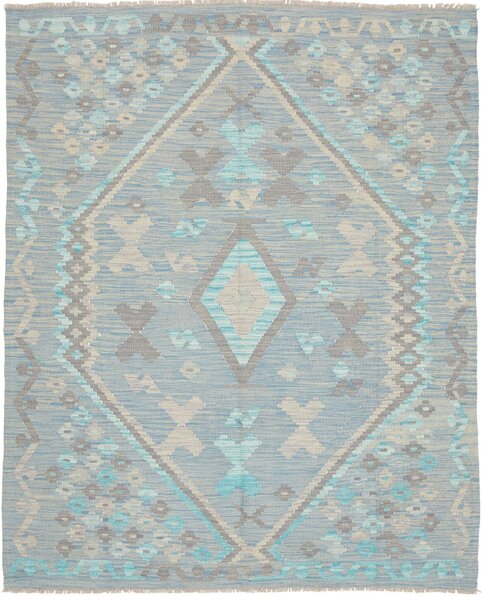 Tappeto Kilim Afghanistan Geometrico Azzurro Grigio 152x194 Cm