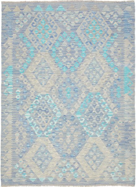 Tappeto Kilim Afghanistan Geometrico Azzurro Blu 129x176 Cm