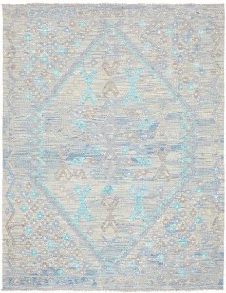 Tappeto Kilim Afghanistan Geometrico Azzurro Grigio 156x203 Cm