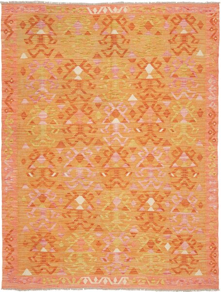 Tappeto Kilim Afghanistan Geometrico Arancio Rosa 158x210 Cm