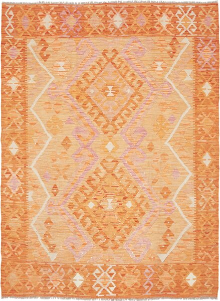 Tappeto Kilim Afghanistan Geometrico Arancio Terracotta 132x185 Cm