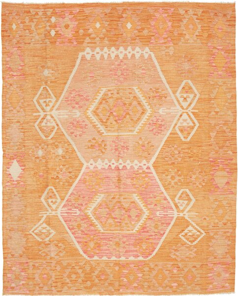 Tappeto Kilim Afghanistan Geometrico Arancio Rosa 156x200 Cm