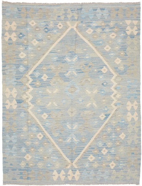 Tappeto Kilim Afghanistan Geometrico Azzurro Beige 152x196 Cm