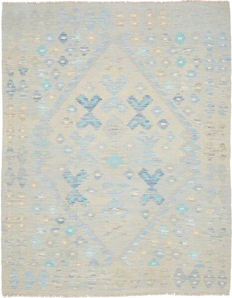Tappeto Kilim Afghanistan Geometrico Azzurro Grigio Chiaro 154x198 Cm