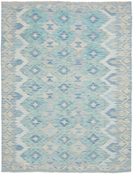 Tappeto Kilim Afghanistan Geometrico Azzurro Turchese Crema 157x202 Cm