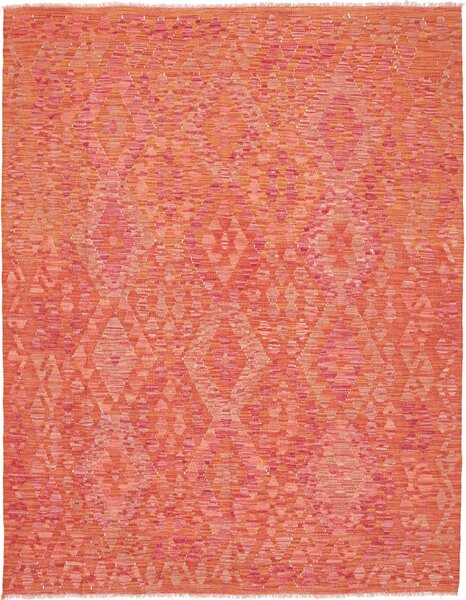Tappeto Kilim Afghanistan Geometrico Arancio Rosso Rosa 153x198 Cm