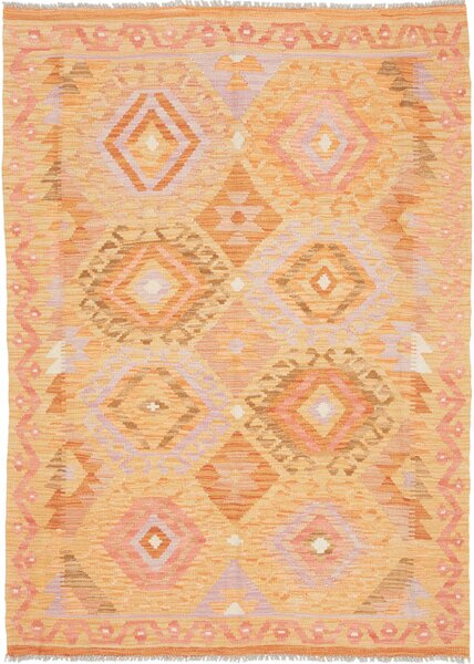 Tappeto Kilim Afghanistan Geometrico Arancio Pesca 125x175 Cm