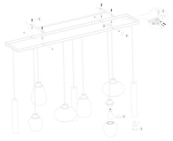 Steinhauer - lampada a sospensione - Reflexion - nero - vetro metallo - lampada di design - E27_GU10 - 3796ZW