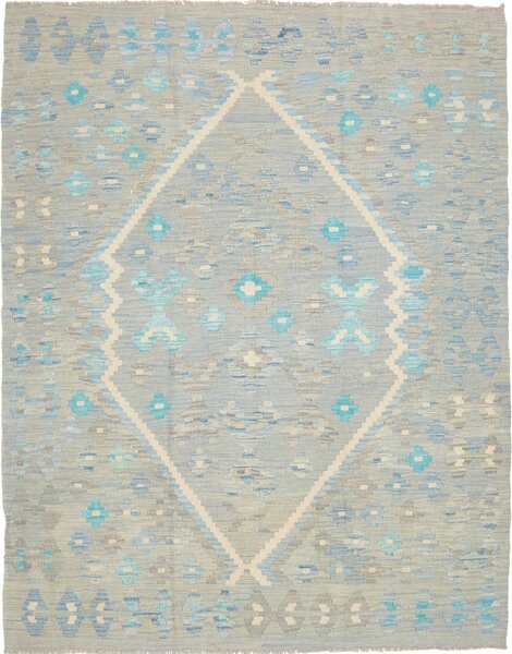 Tappeto Kilim Afghanistan Geometrico Azzurro Grigio Turchese 155x195 Cm