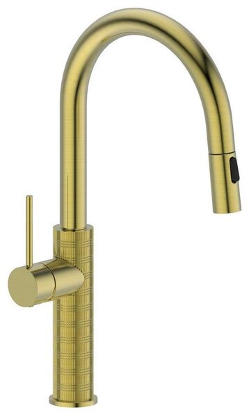 Miscelatore da cucina FLAWO con doccetta estraibile, oro opaco