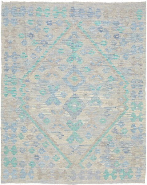 Tappeto Kilim Afghanistan Geometrico Azzurro Verde Menta 154x194 Cm