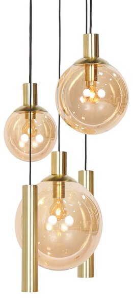 Steinhauer - lampada a sospensione - Bollique LED - ambra ottone - vetro metallo - Ø 60cm - E27_GU10 - 3801ME