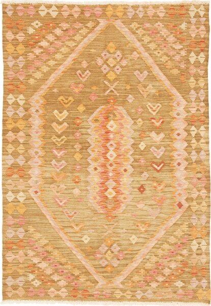 Tappeto Kilim Afghanistan Geometrico Ocra Rosa 105x151 Cm