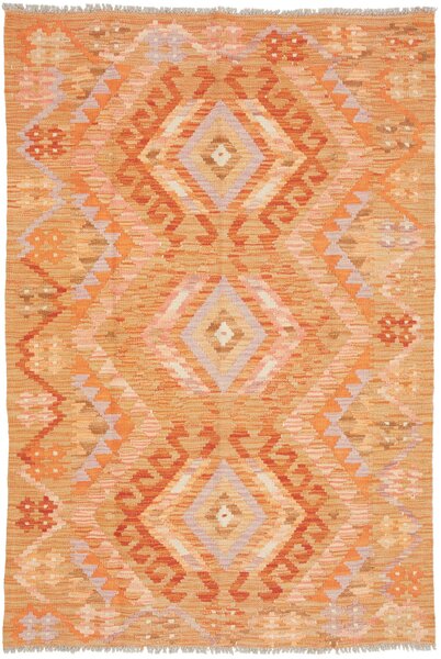 Tappeto Kilim Afghanistan Geometrico Arancione Rosa 103x153 Cm