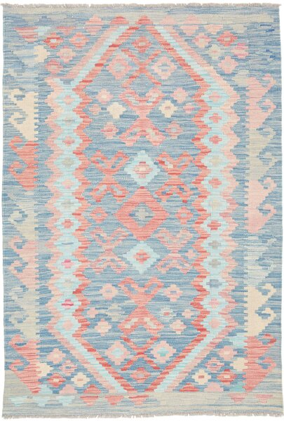 Tappeto Kilim Afghanistan Geometrico Azzurro Corallo 104x153 Cm